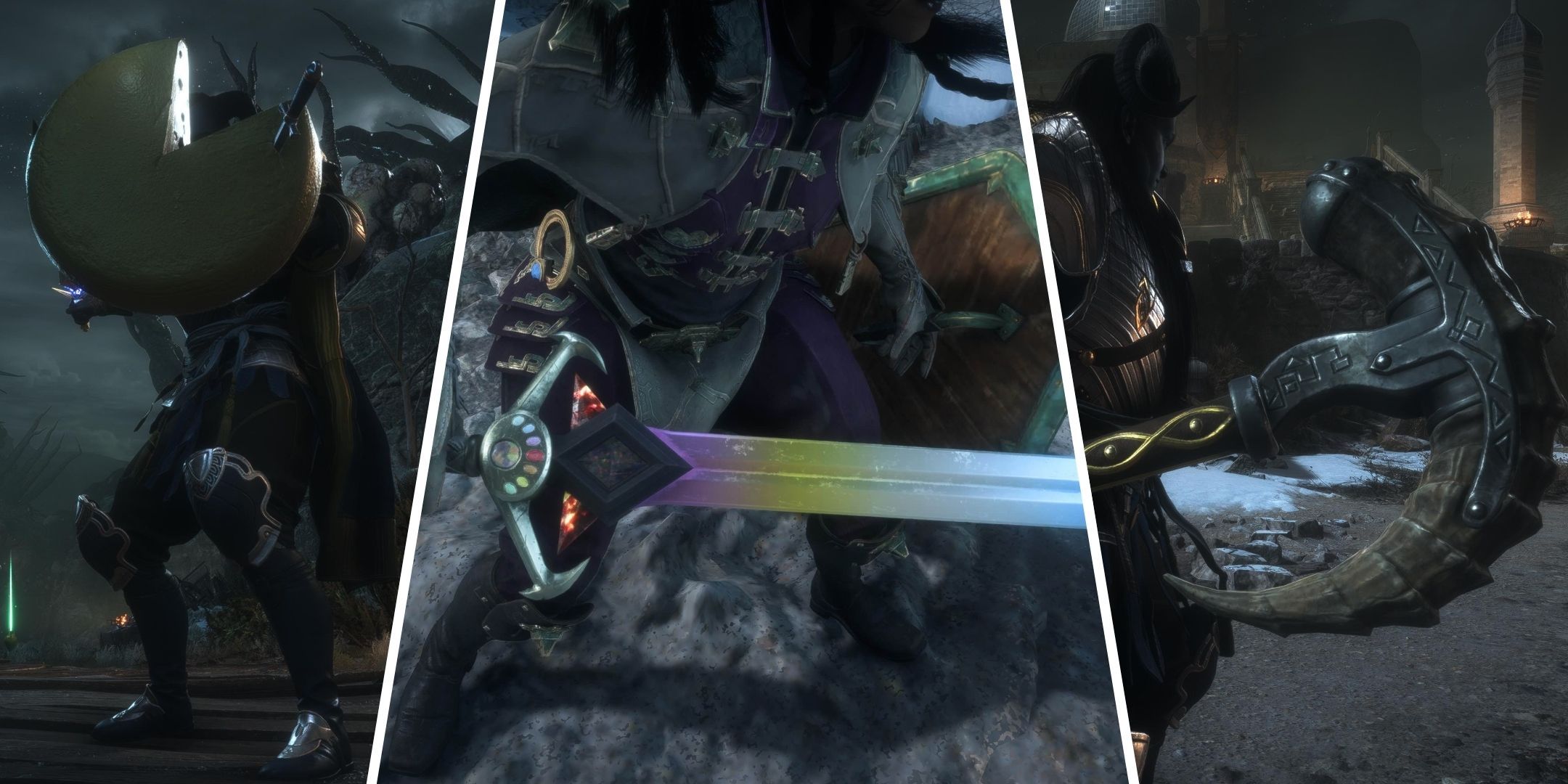 Rook wearing different Warrior Weapons in Dragon Age: The Veilguard.