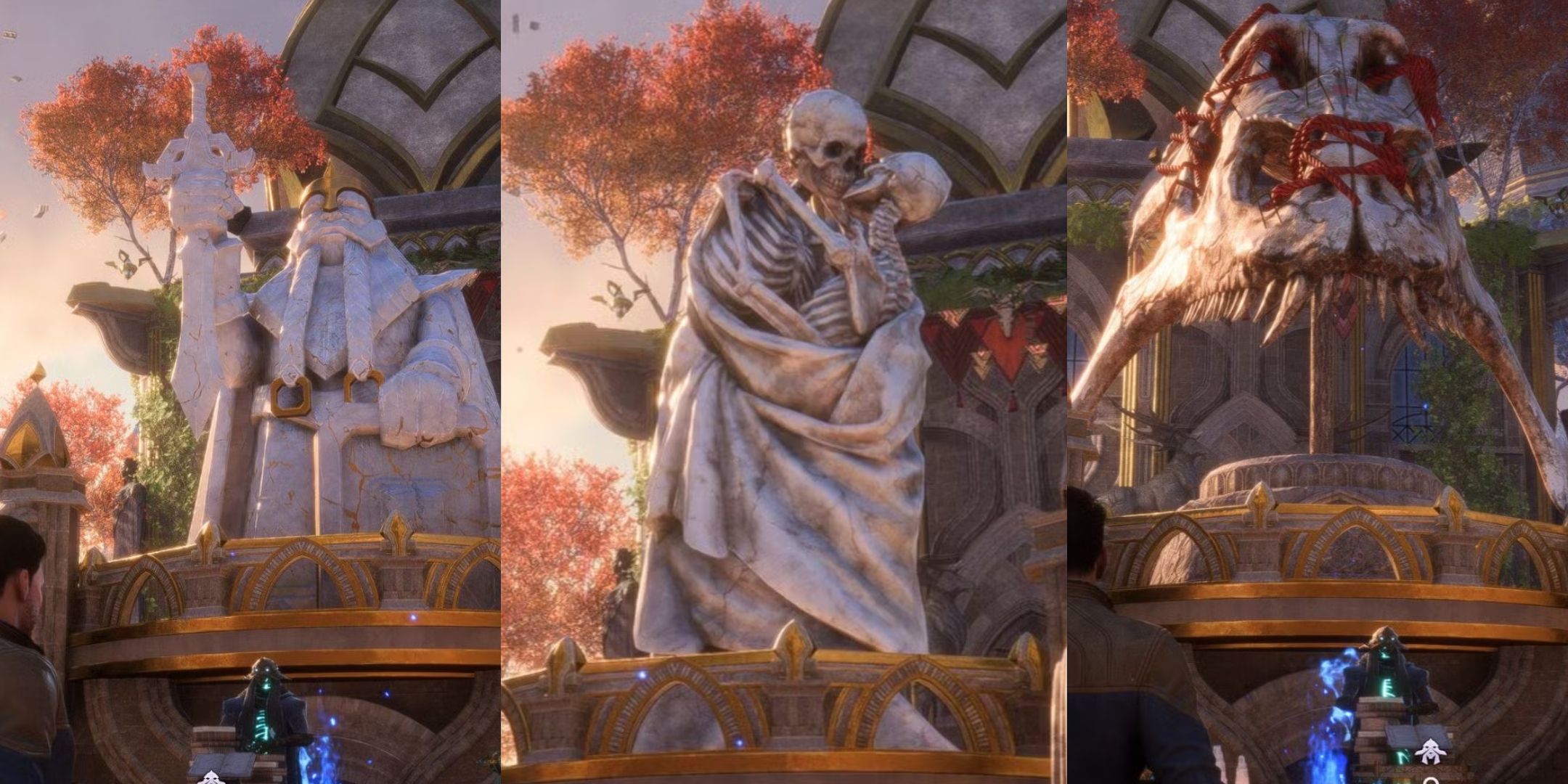 A collage of monuments from Dragon Age The Veilguard.