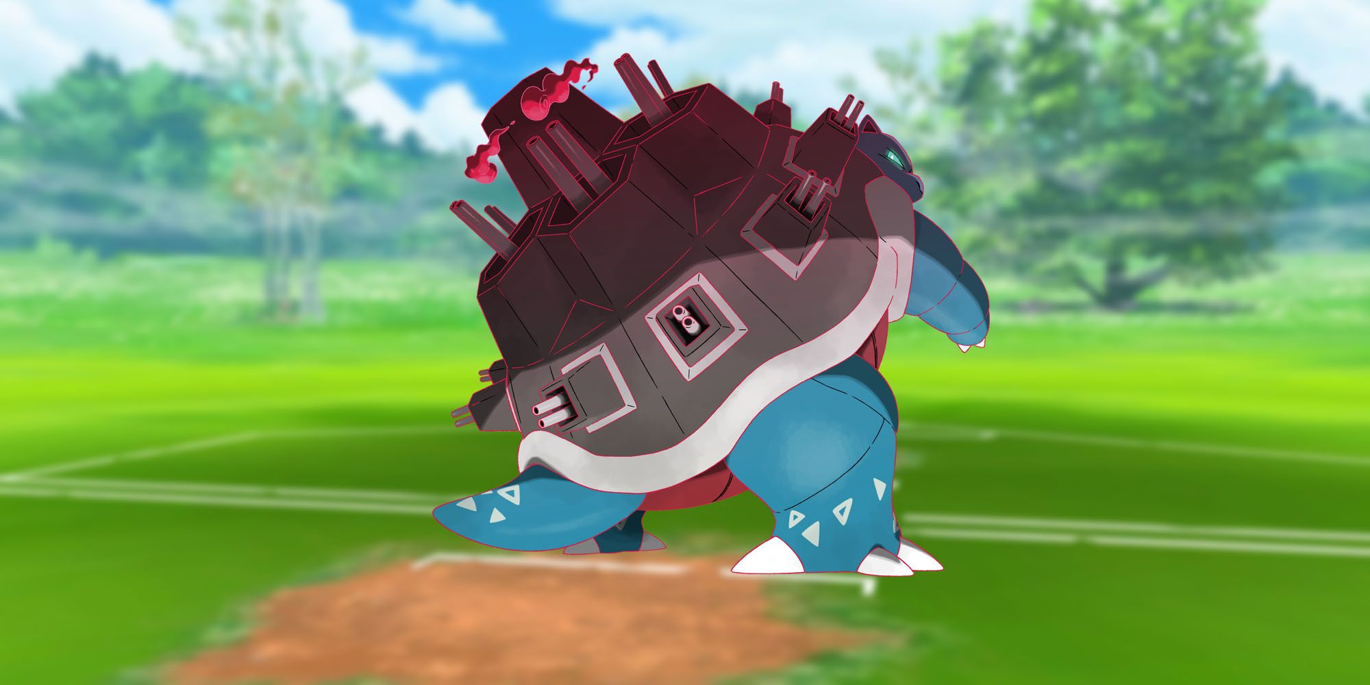 Blastoise Gigantamax in a Pokemon Go Battle Arena.