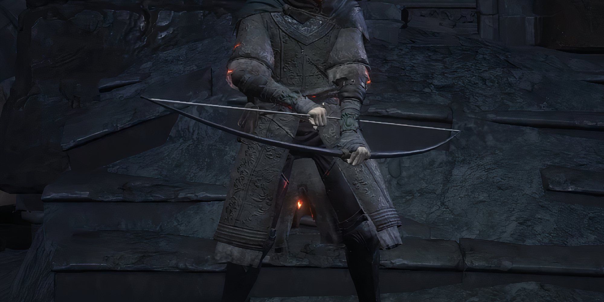 Dark Souls 3 image showing a player with the Black Bow of Pharis.