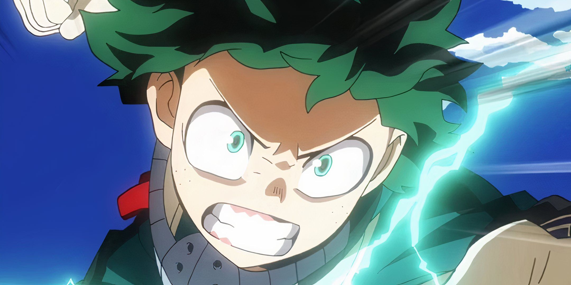 Deku is angry and powers up for a fight.