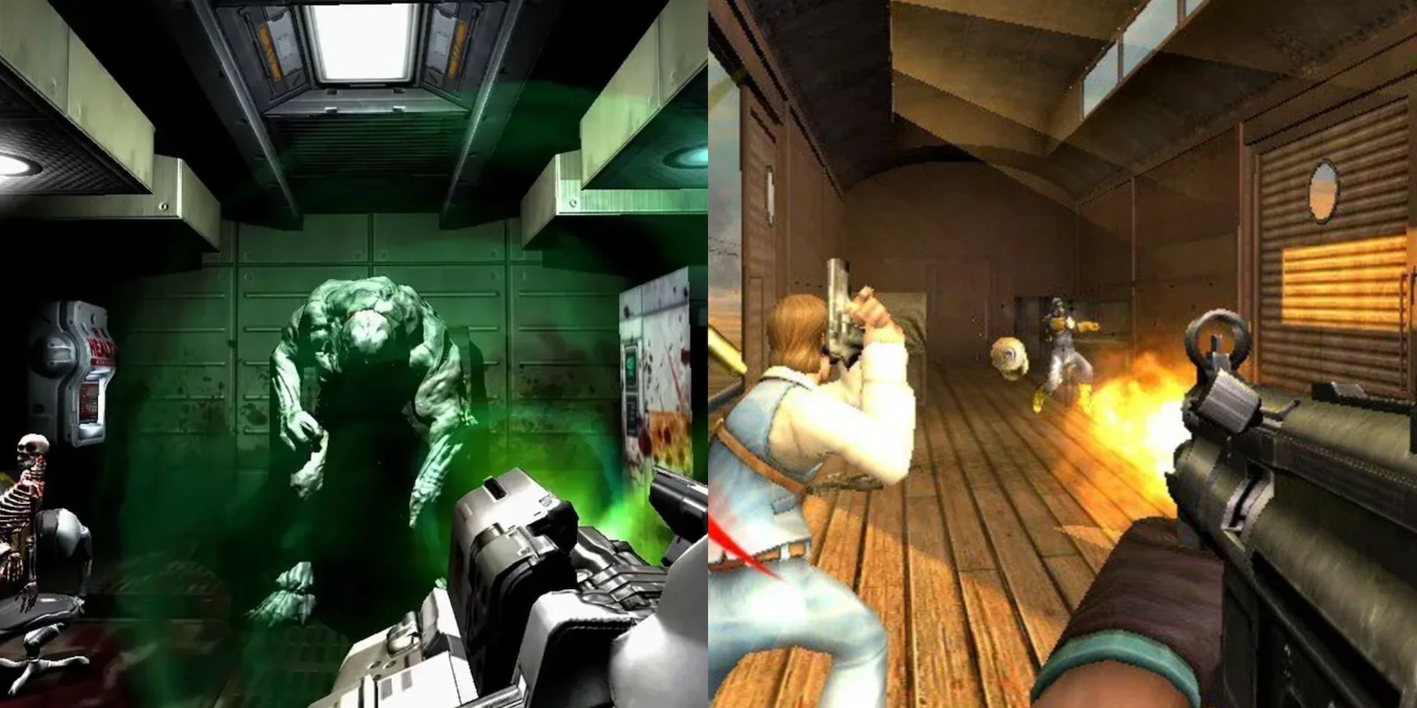 doom 3 on the left and timesplitters future perfect on the right.