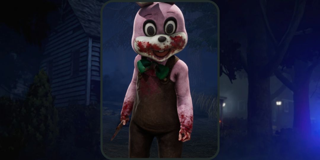 Frank is wearing the Lost Mascot outfit, a bunny based costume in dead by daylight.