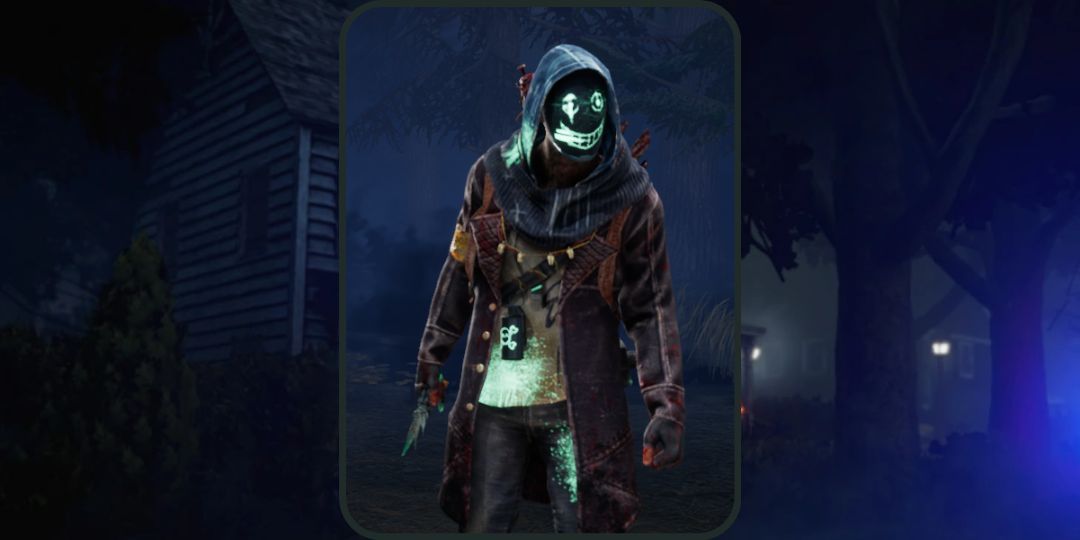 Frank wears the Never Stop Slashing outfit, a tribute to the Legion as a whole in dead by daylight.