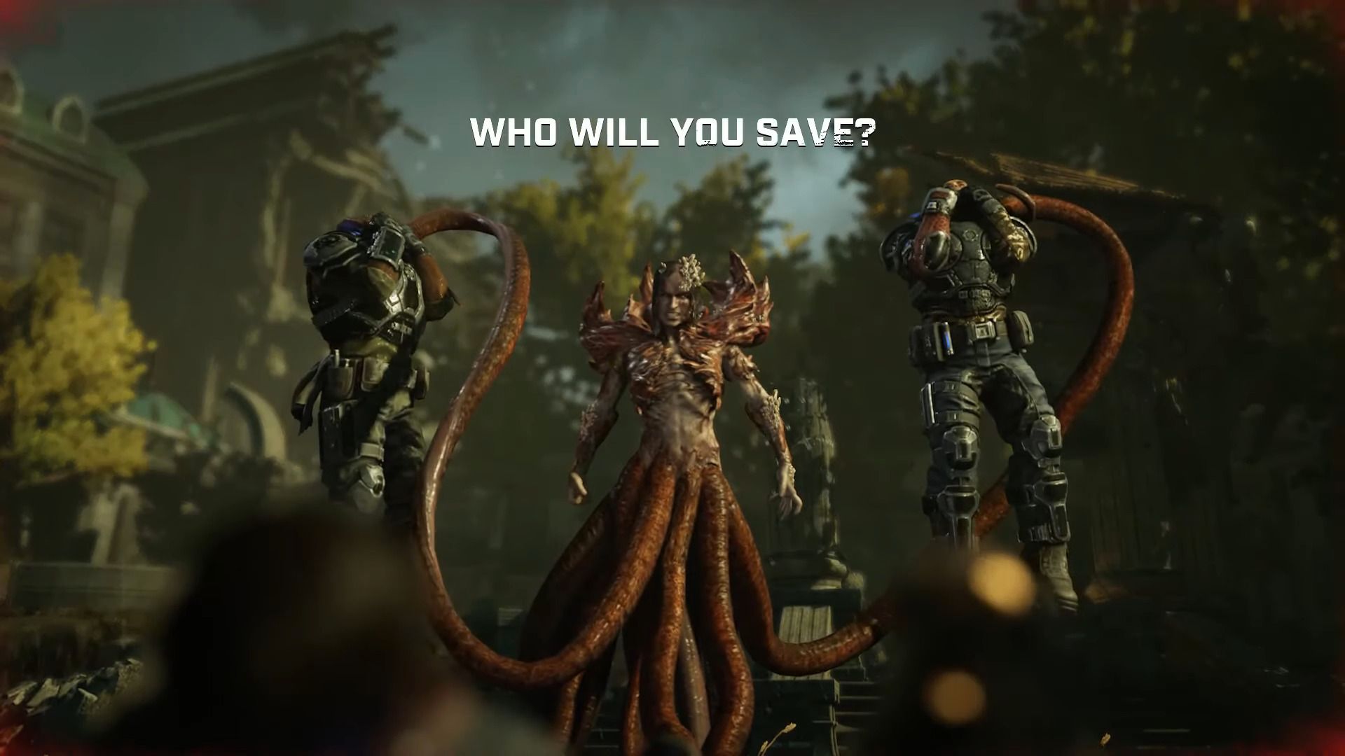 تصویری از انتخاب بین JD و Del در پایان Gears 5. 