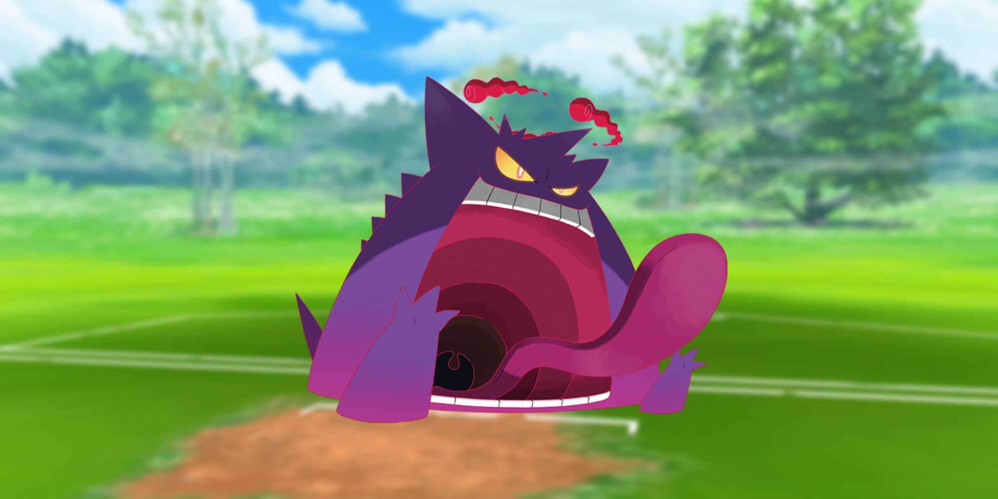 Gengar Gigantamax in a Pokemon Go Battle Arena.