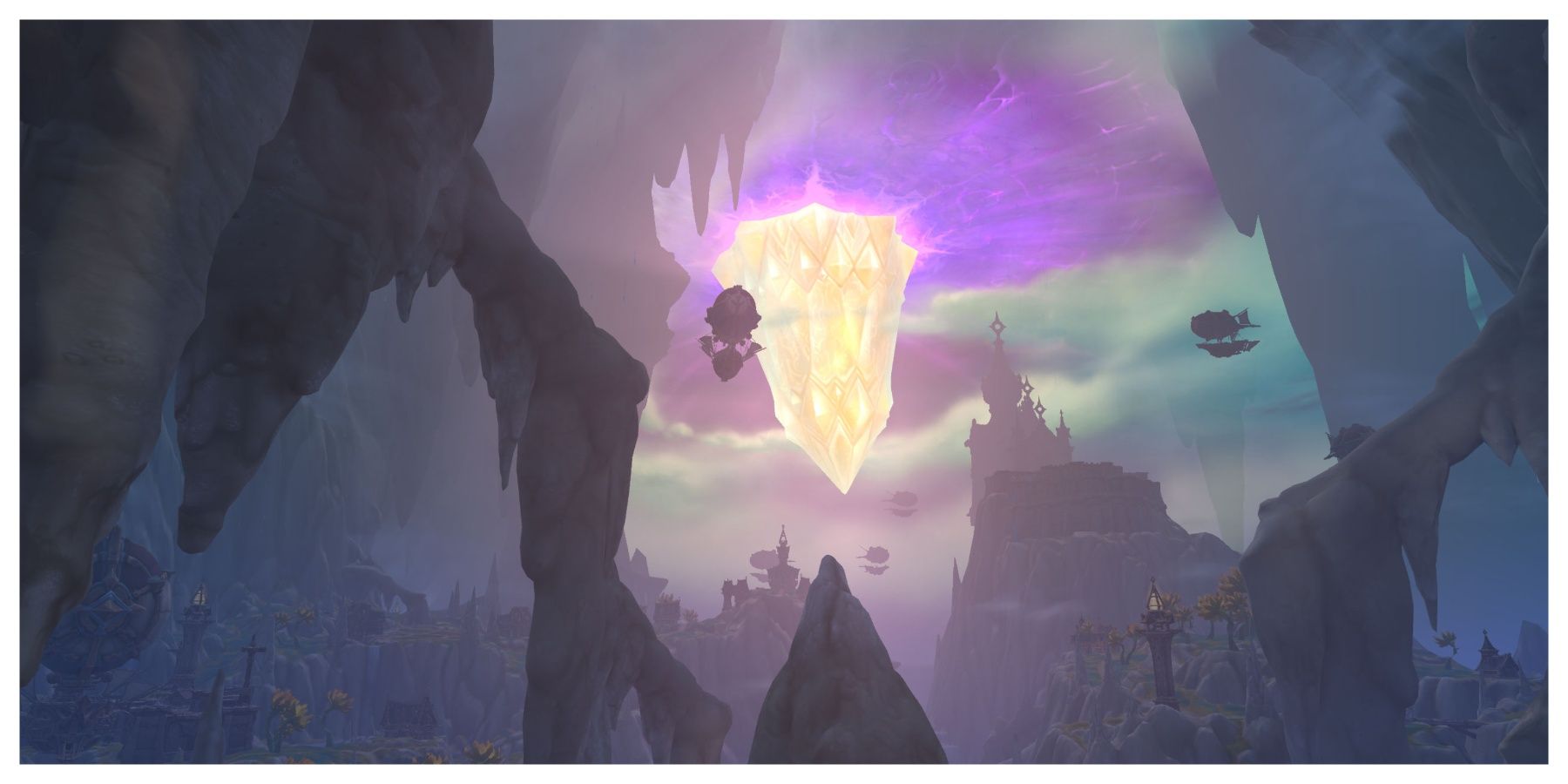 An image of Hallowfall, showing Beledar in the middle of shifting from Light to Void.