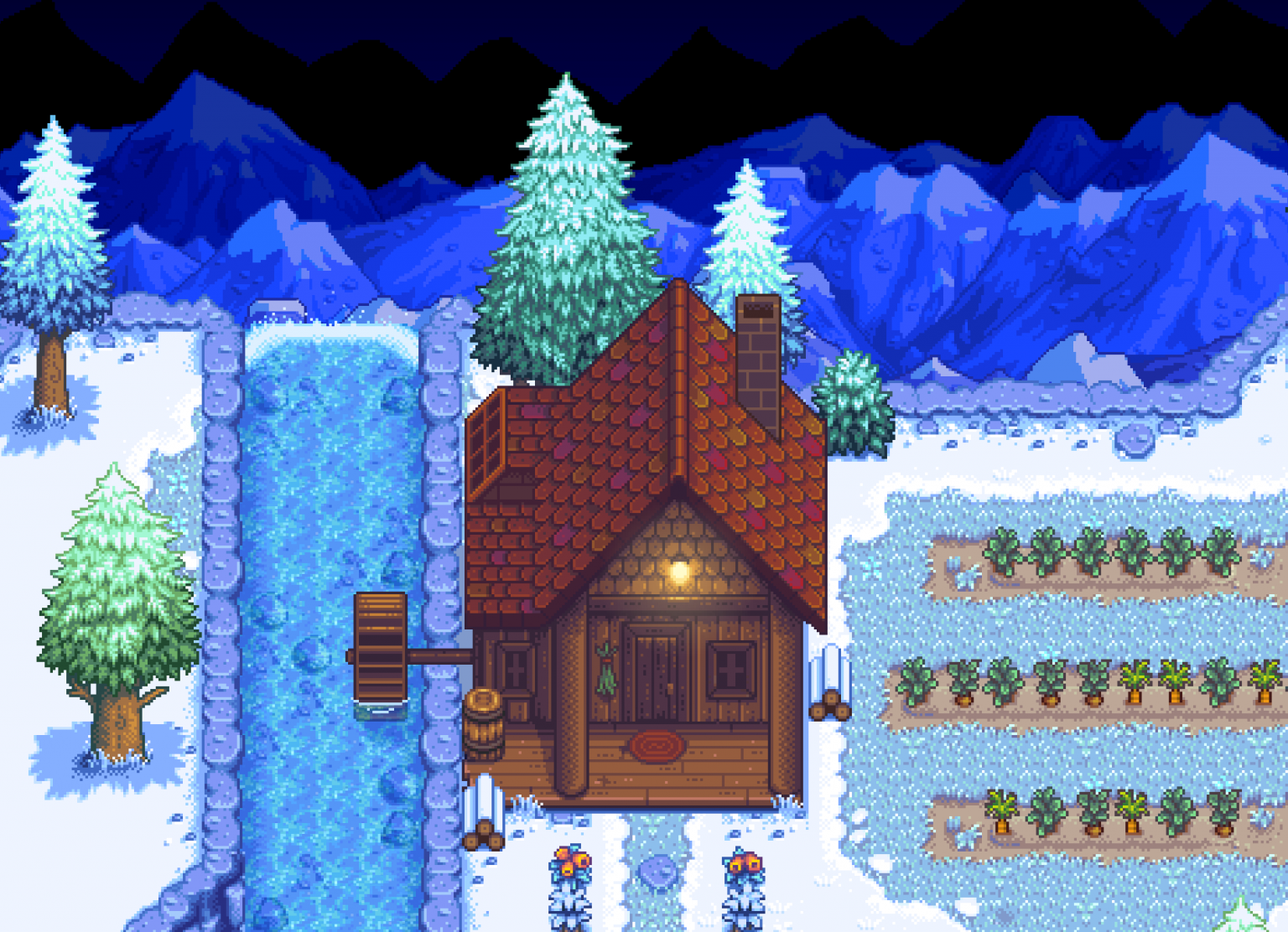 A house in a snowy field