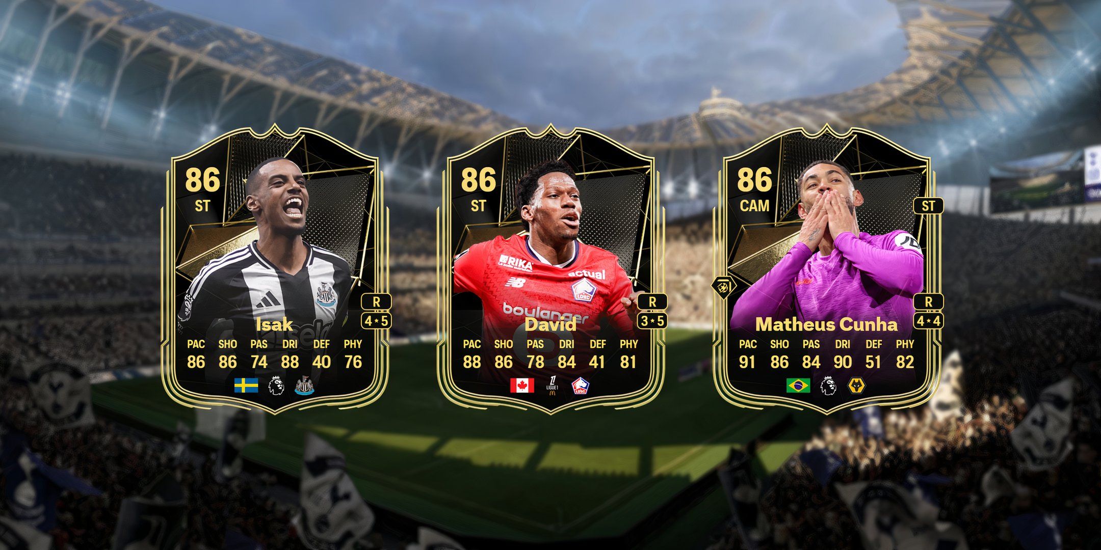 بهترین انتخاب های Hunter Evolution در FIFA 25 1 کارت های Isak، David و Cunha در EA Sports FC 25.
