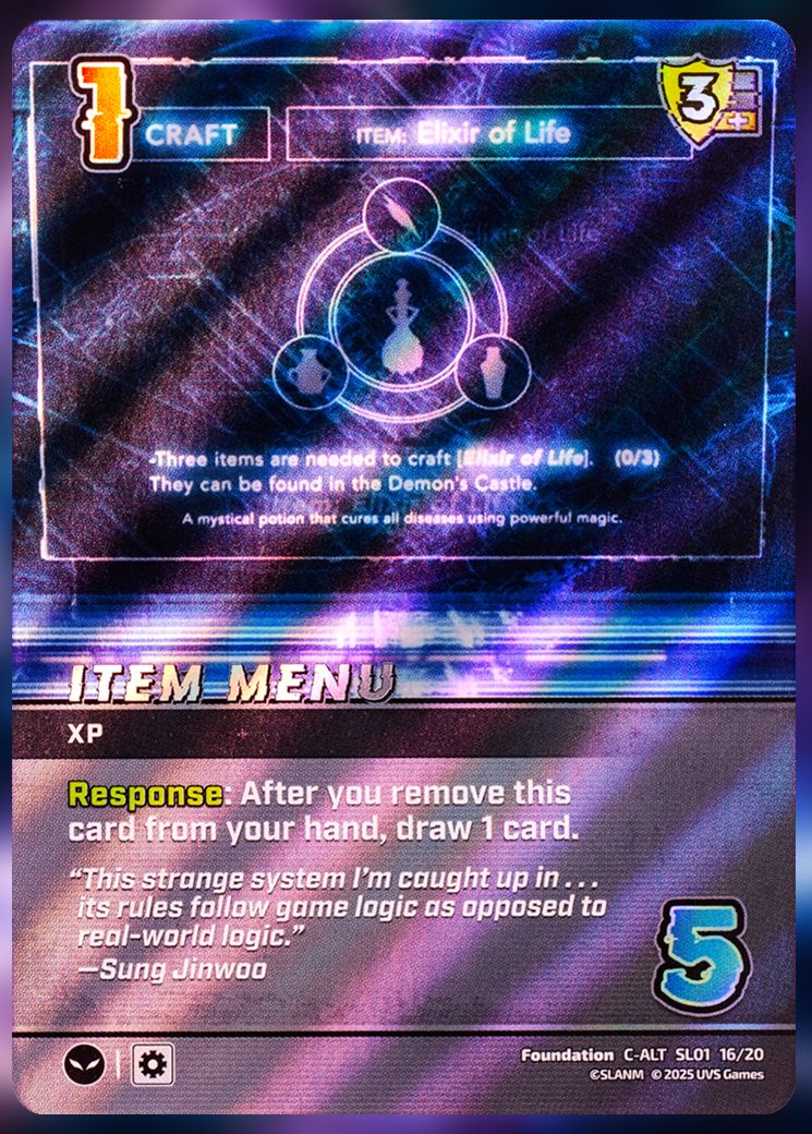 Item Menu foil UniVersus Card.