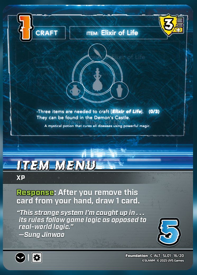 Item Menu UniVersus Card.