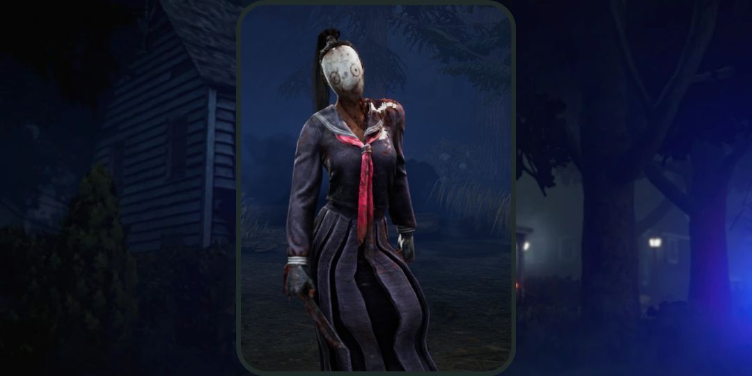 Julie wears the School Gang outfit, a long skirt outfit inspired by Japanese schoolgirls in dead by daylight.