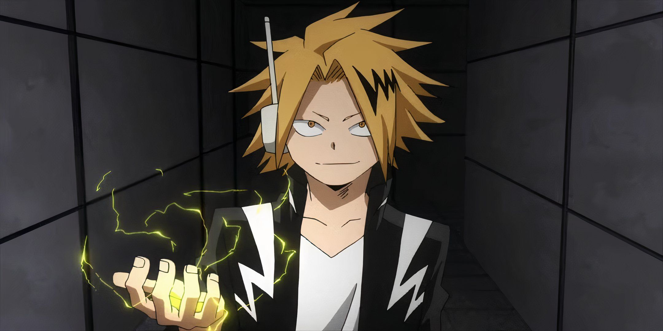 Kaminari holds his electricity in his hands.