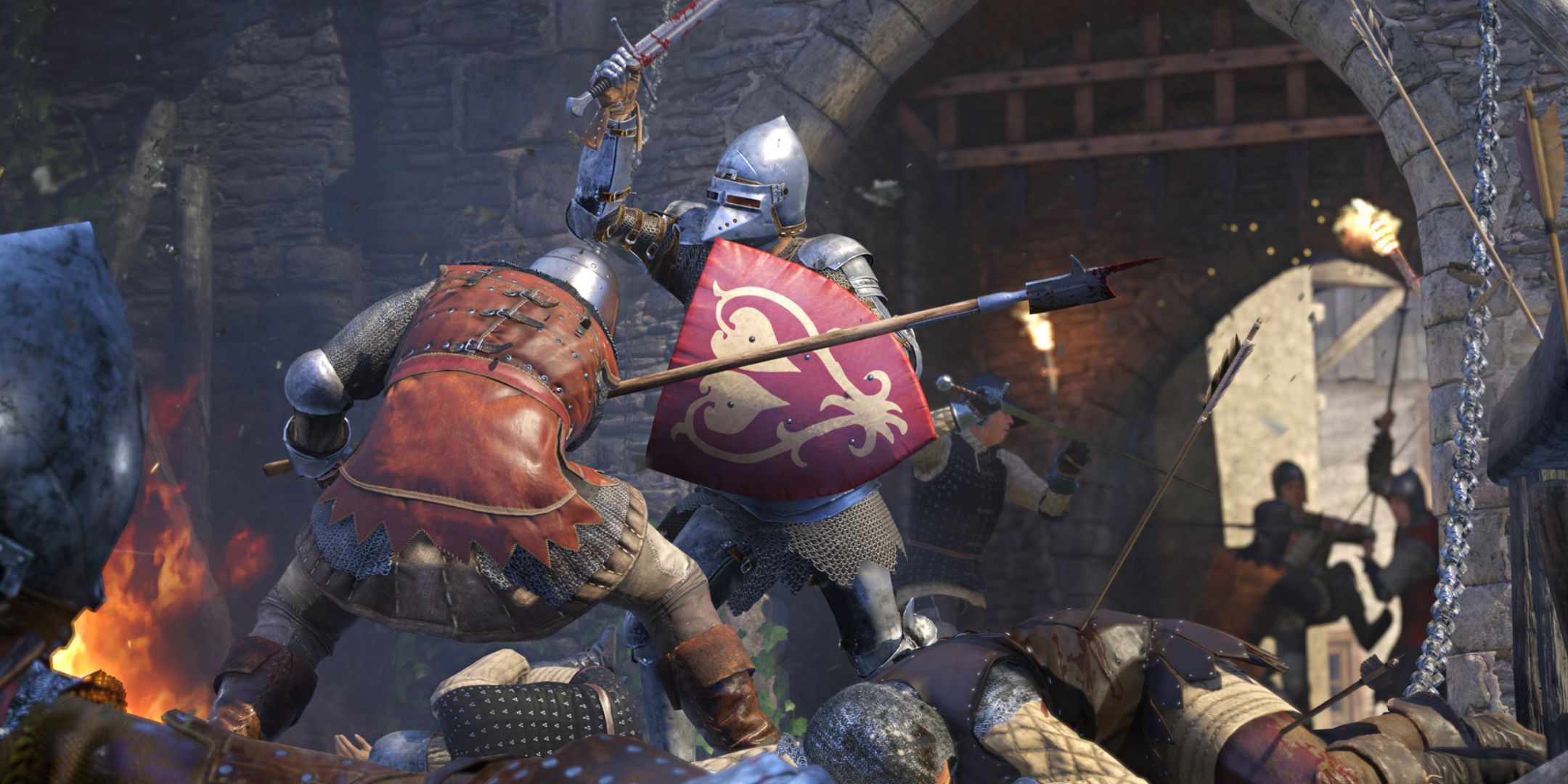 Armoured soldiers fighting in Kingdom Come: Deliverance