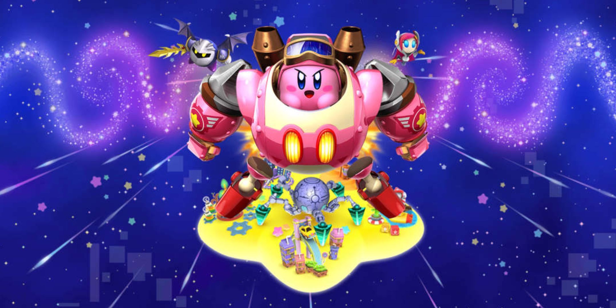 Kirby in a mech in Kirby: Planet Robobot.