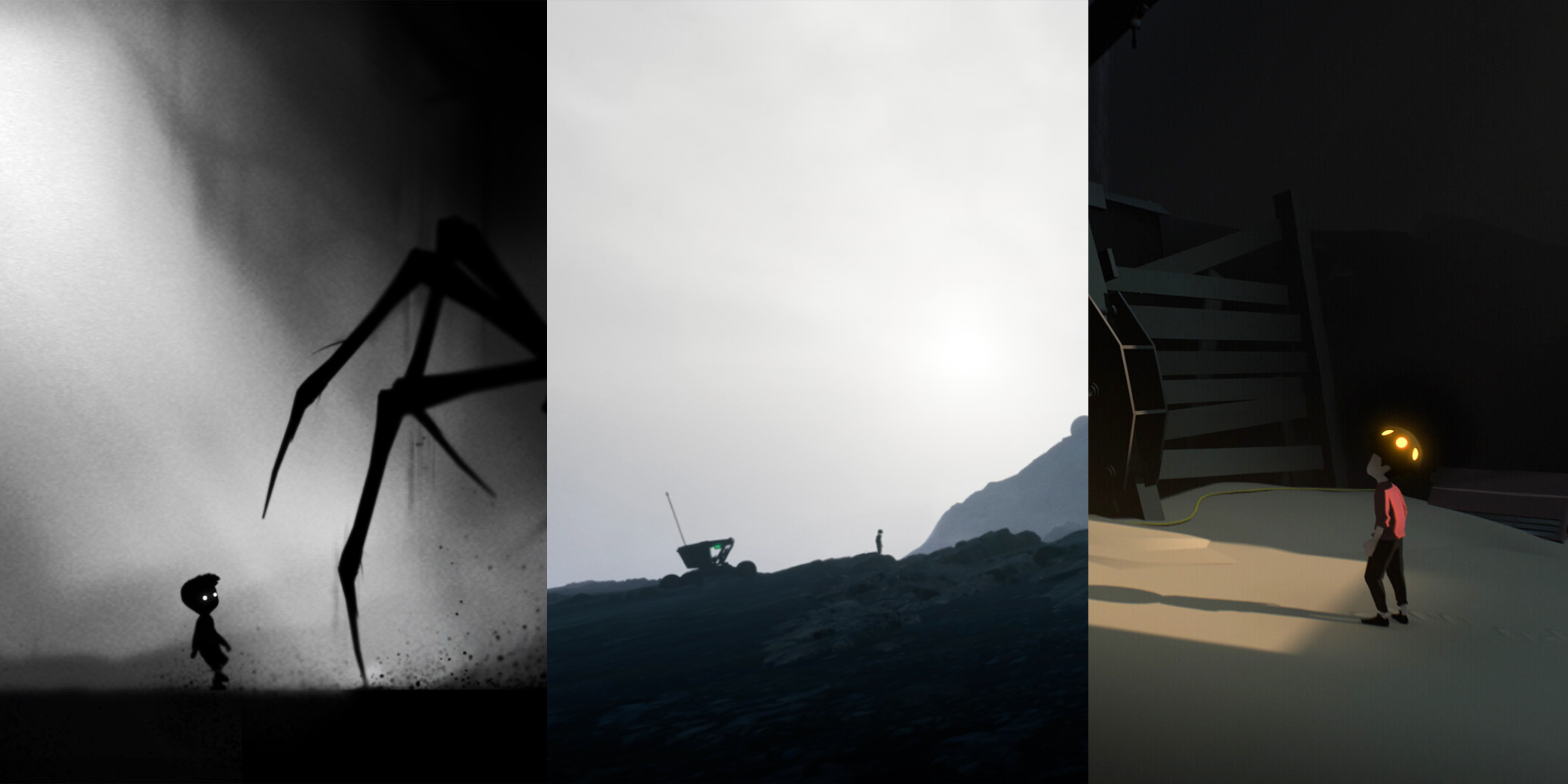 Split images of: Limbo, Unknown project yet and Inside screenshots.