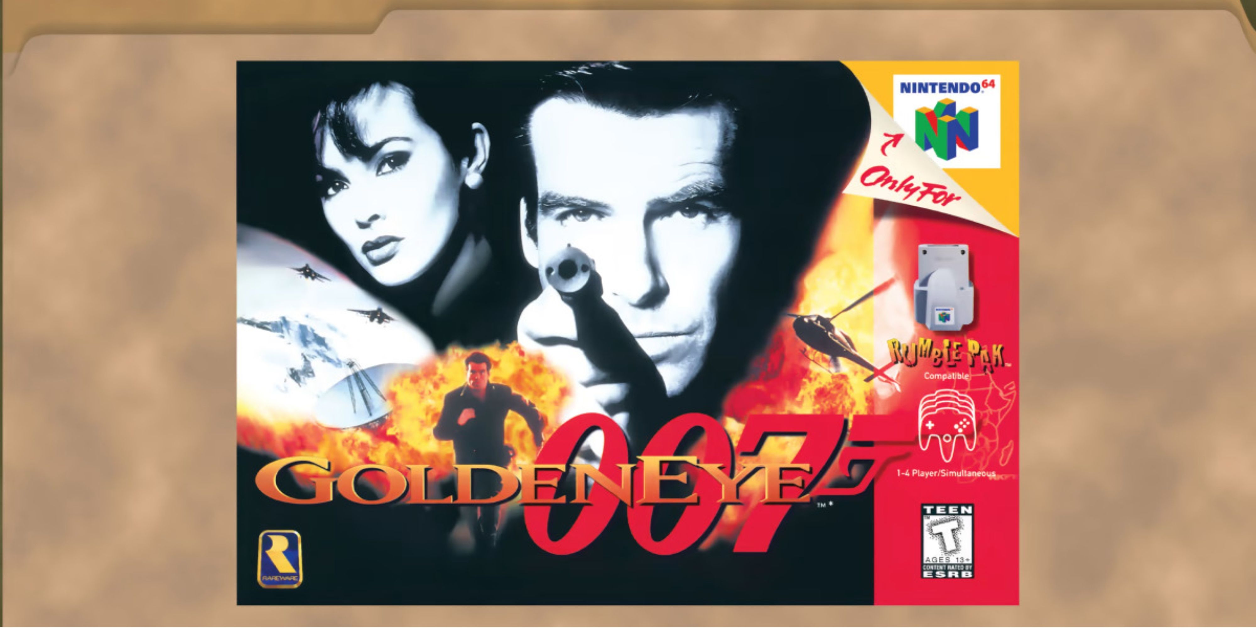 goldeneye 007 for n64 on a brown file.