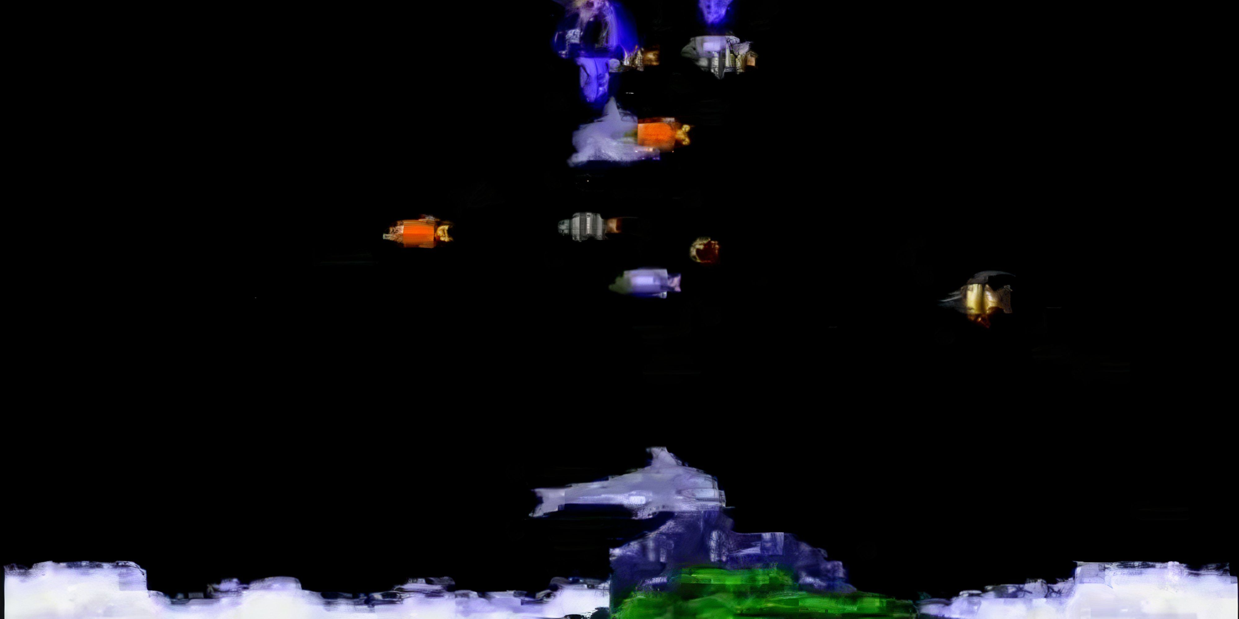 marine life being sucked up into the sky by a cyclone in ecco the dolphin.