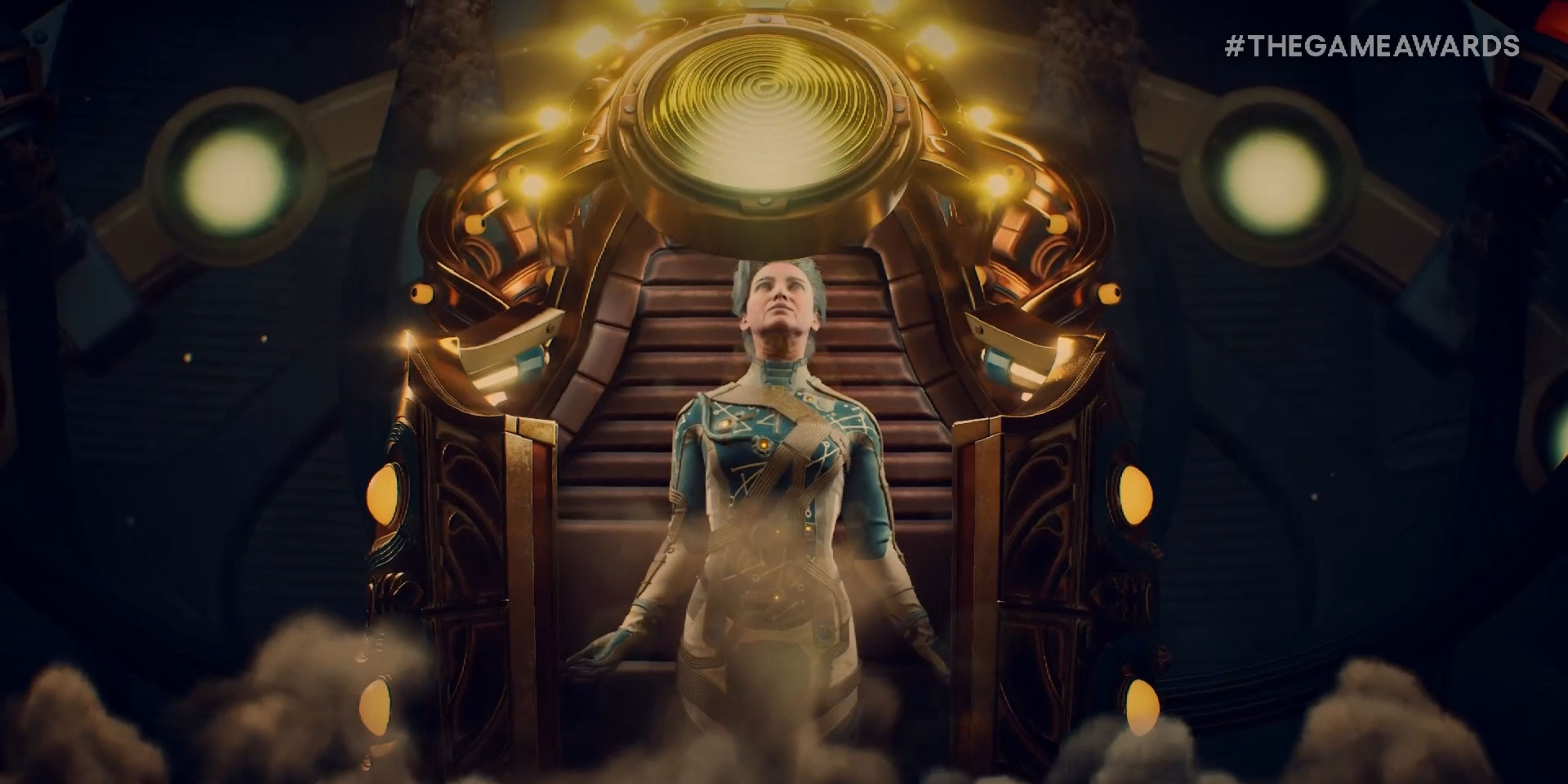 A woman emerging from a pod in The Outer Worlds 2