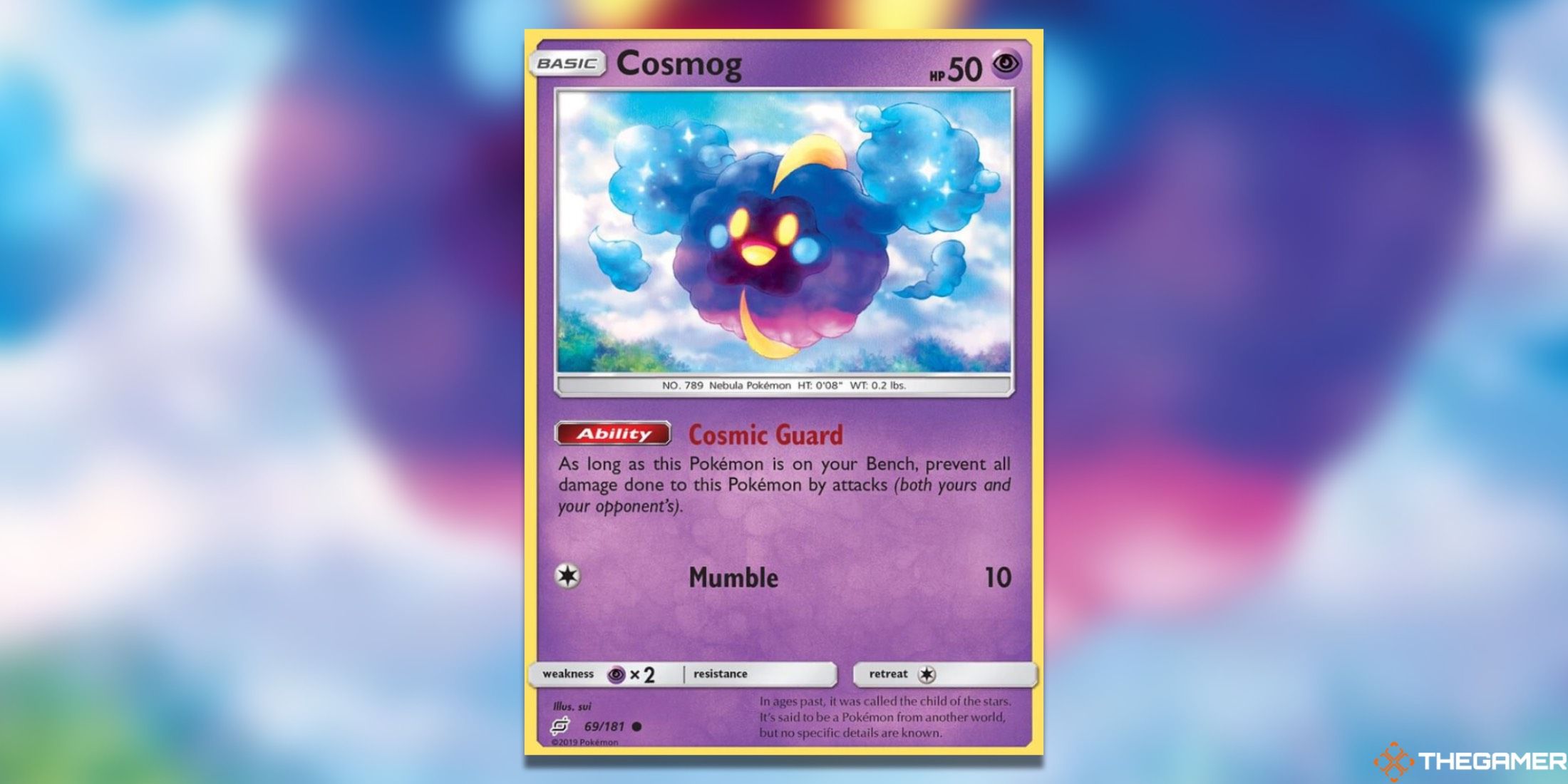 The Cosmog from Team Up in the Pokemon TCG.