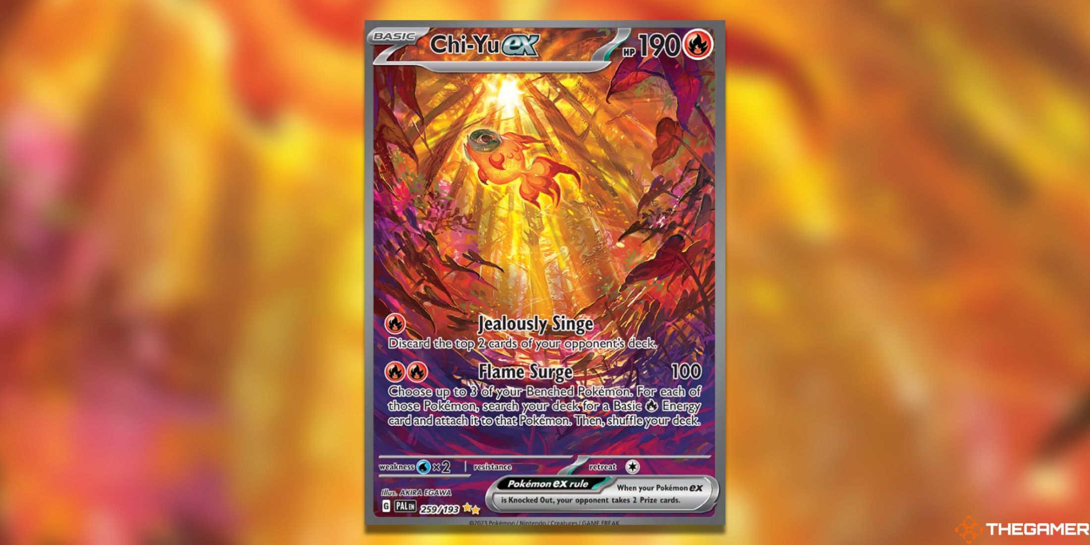 The Paldea Evolved Chi-Yu ex Special Illustration Rare from the Pokemon TCG.