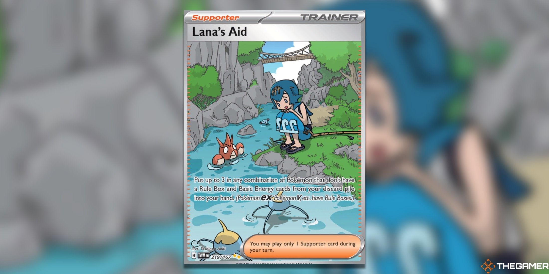 The Twilight Masquerade Lana's Aid Special Illustration Rare from the Pokemon TCG.