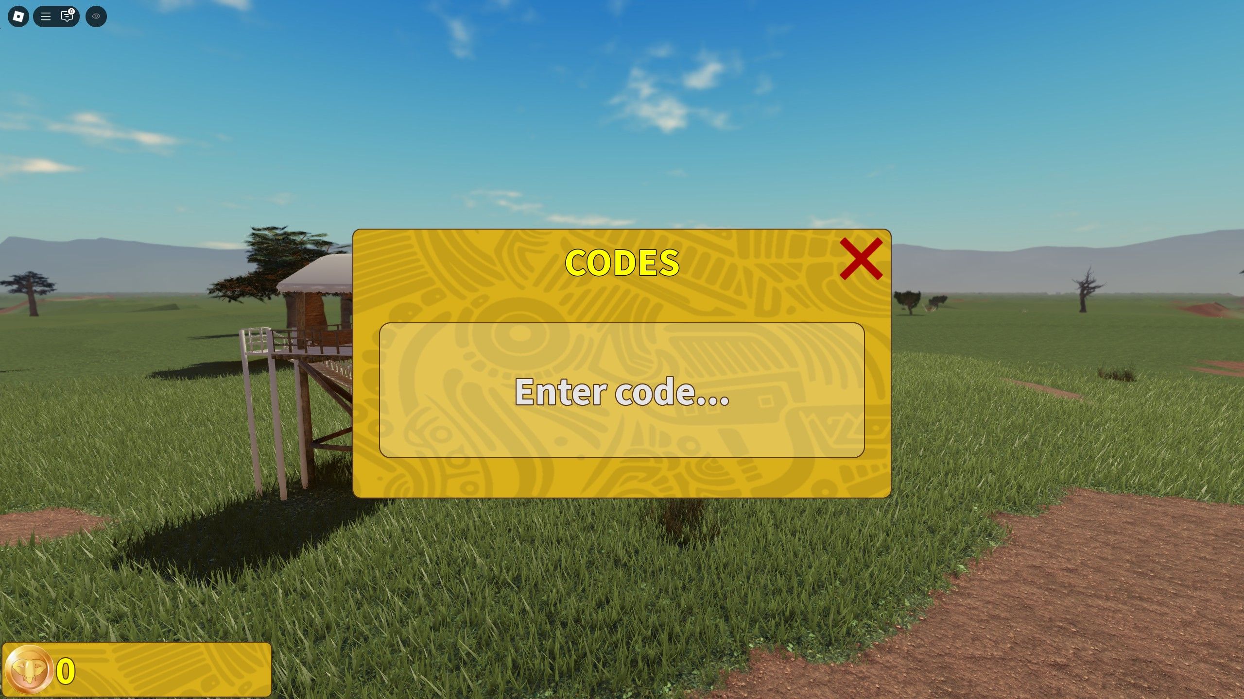 the codes box in Savannah Life on Roblox