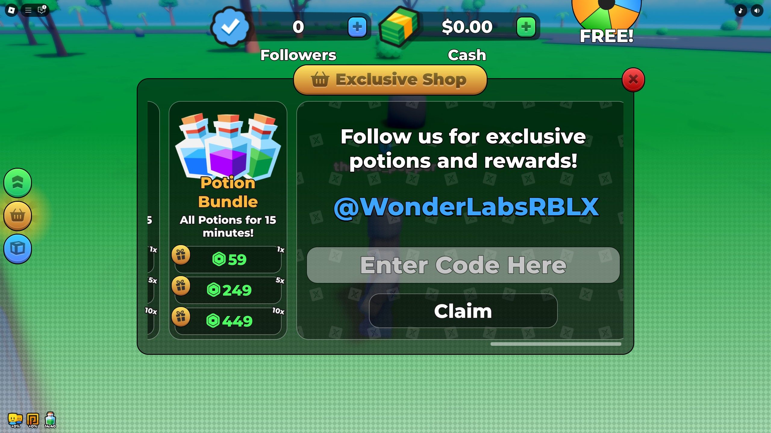 codes box in GET FAMOUS on Roblox