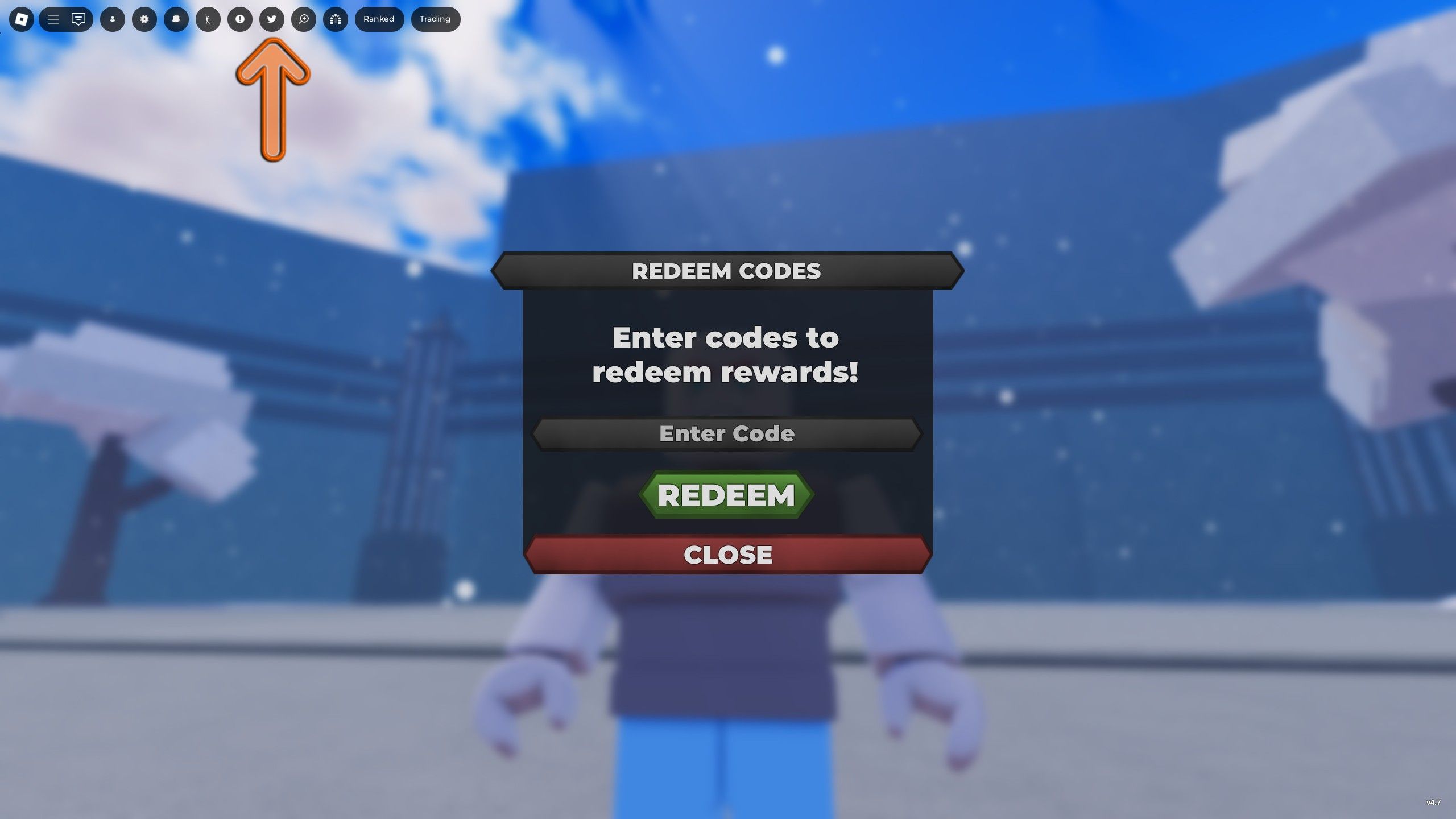 the codes box in Unlimited Battlegrounds on Roblox