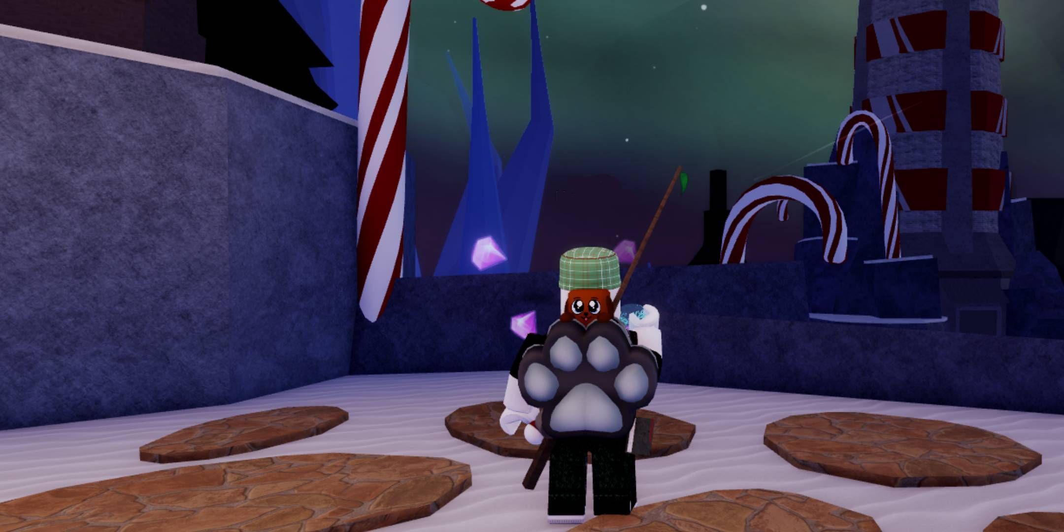 Roblox Fisch - Winter Village with Aurora Borealis event.