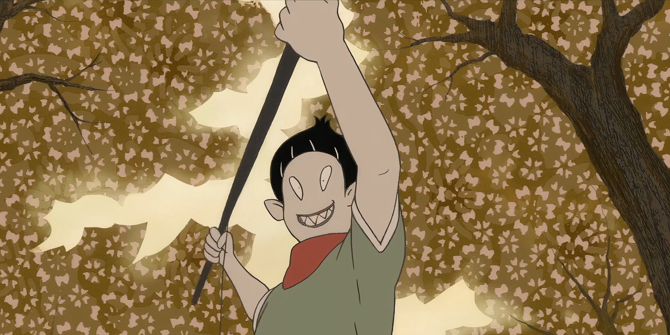 Screenshot of Ozu holding a boom mic over his head in The Tatami Galaxy.