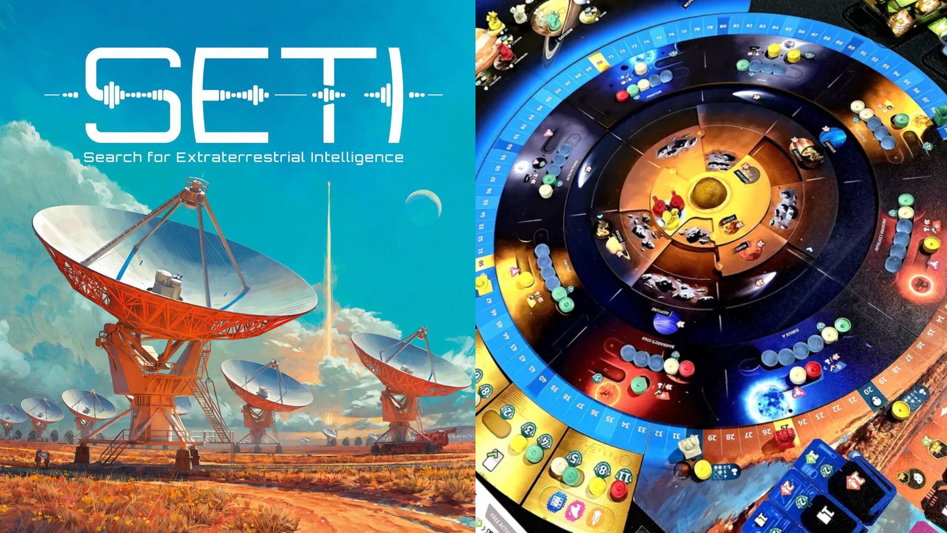 Seti game box and board side by side.