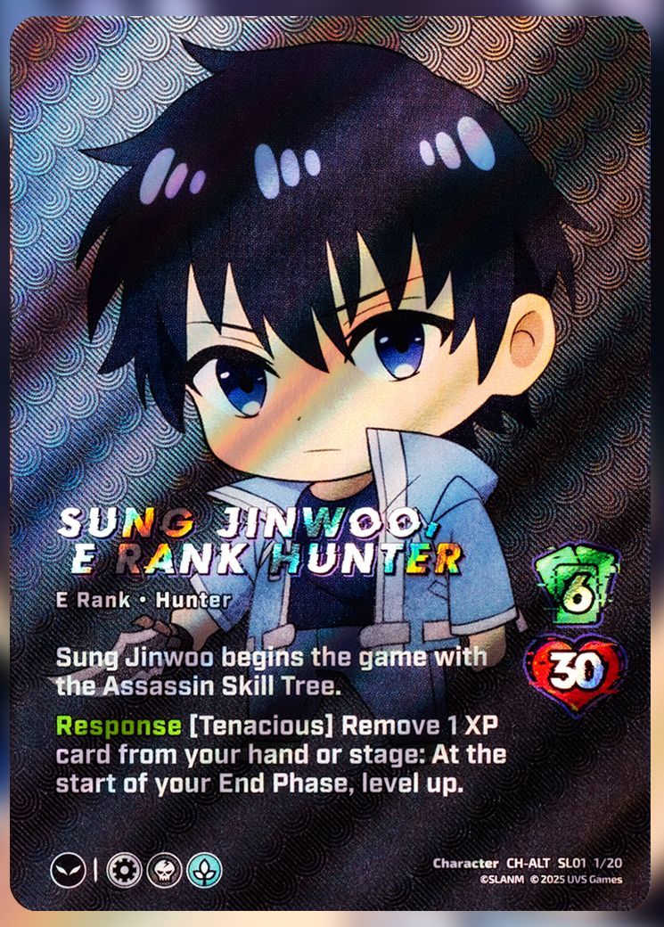 Sung Jinwoo, E Rank Hunter foil UniVersus Card.