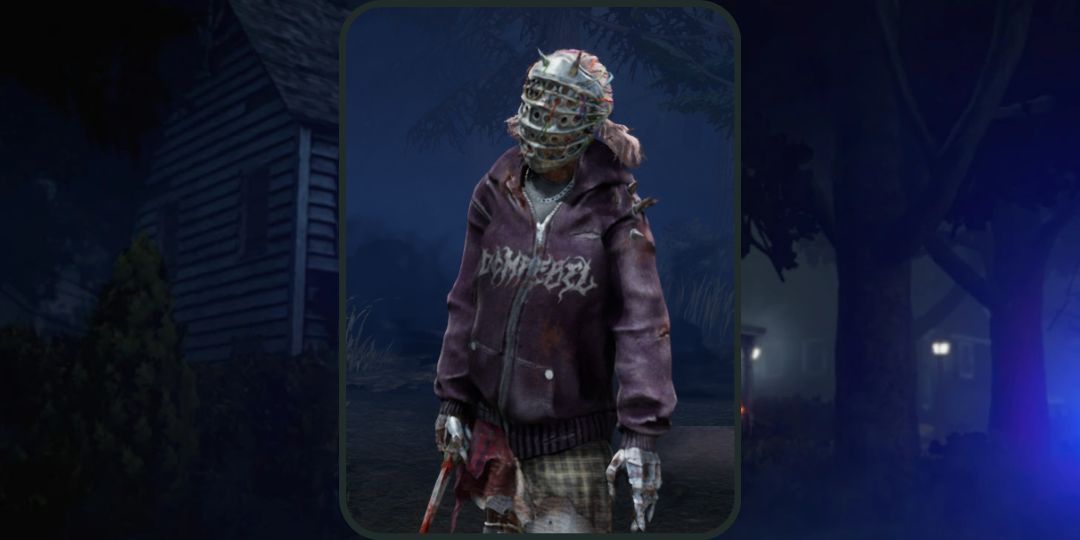 Susie wears the Visit Day outfit, a purple hoodie with various horrifying spikey objects attached in dead by daylight.