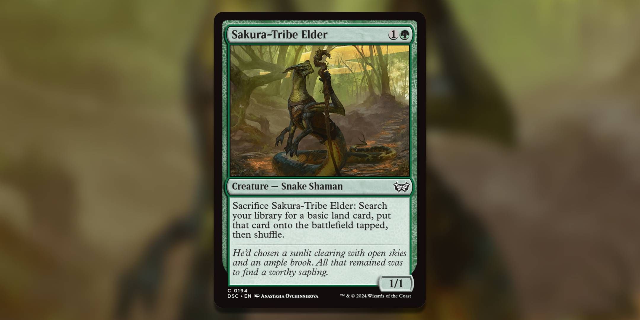 The Magic The Gathering card Sakura Tribe Elder by Anastasia Ovchinikova.
