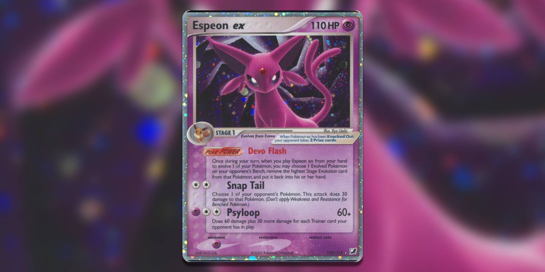 The Pokemon TCG card Espeon ex by Ryo Ueda.