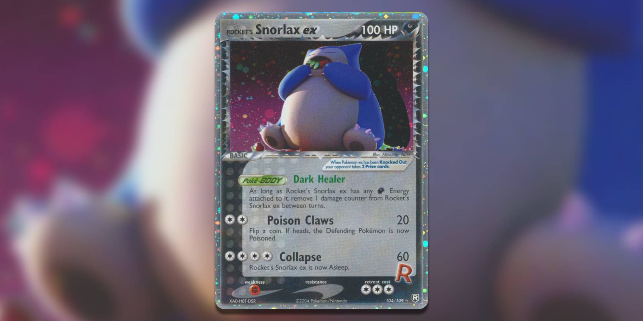 The Pokemon TCG card Rockets Snorlax ex by Mitsuhiro Arita.