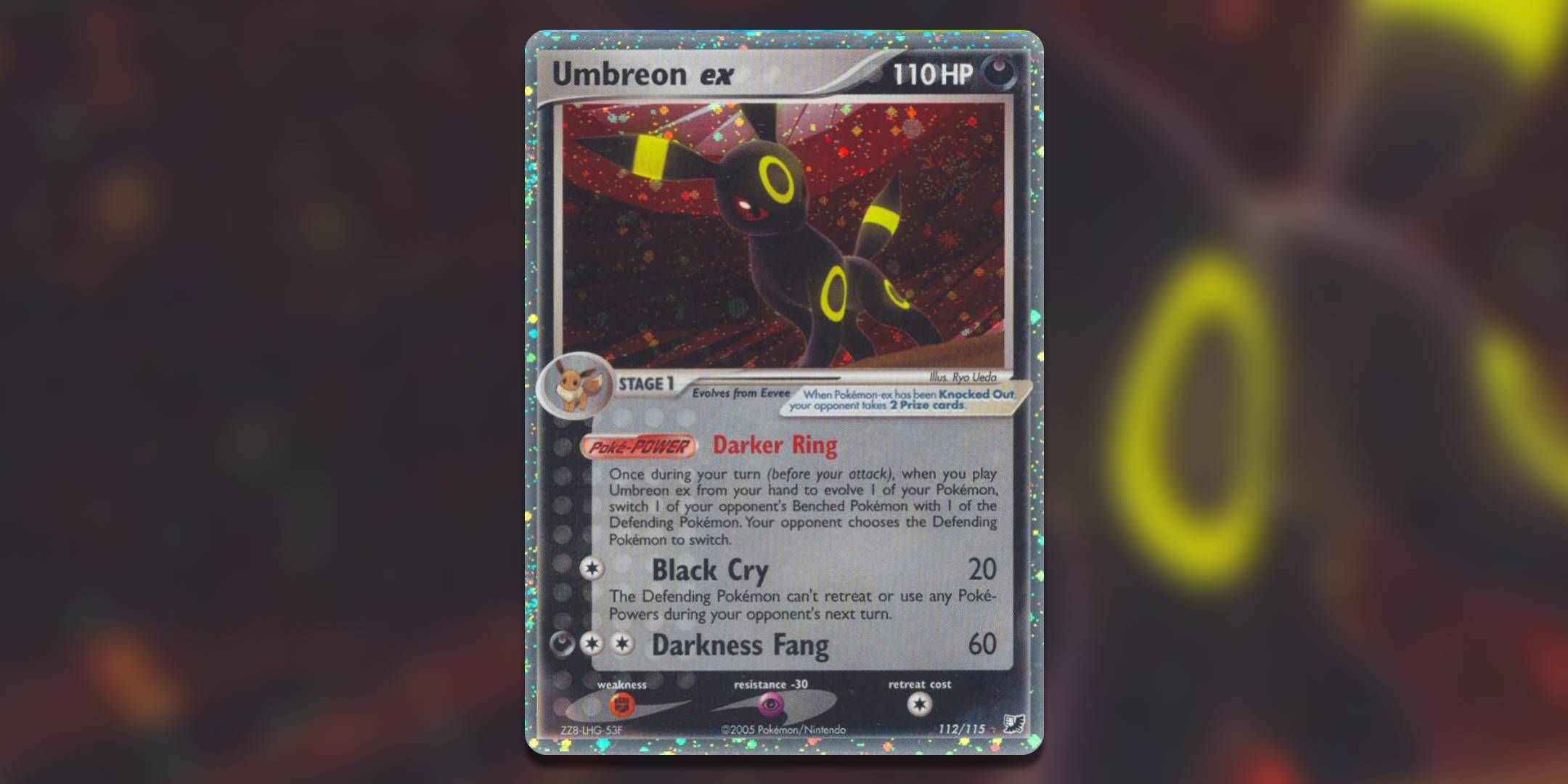 The Pokemon TCG card Umbreon ex by Ryo Ueda.