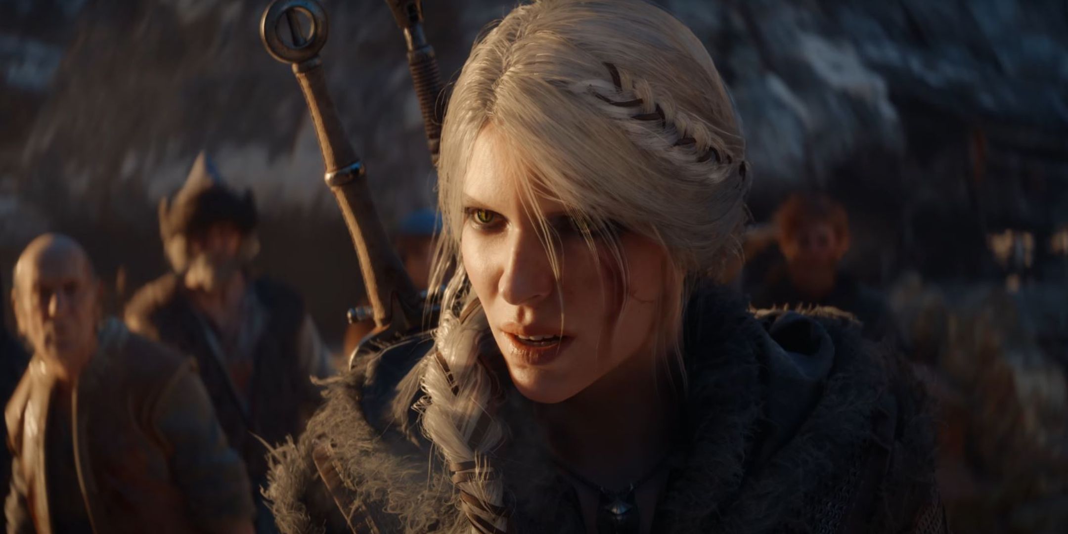 Ciri, a woman with white hair in a braid, as she appears in The Witcher 4