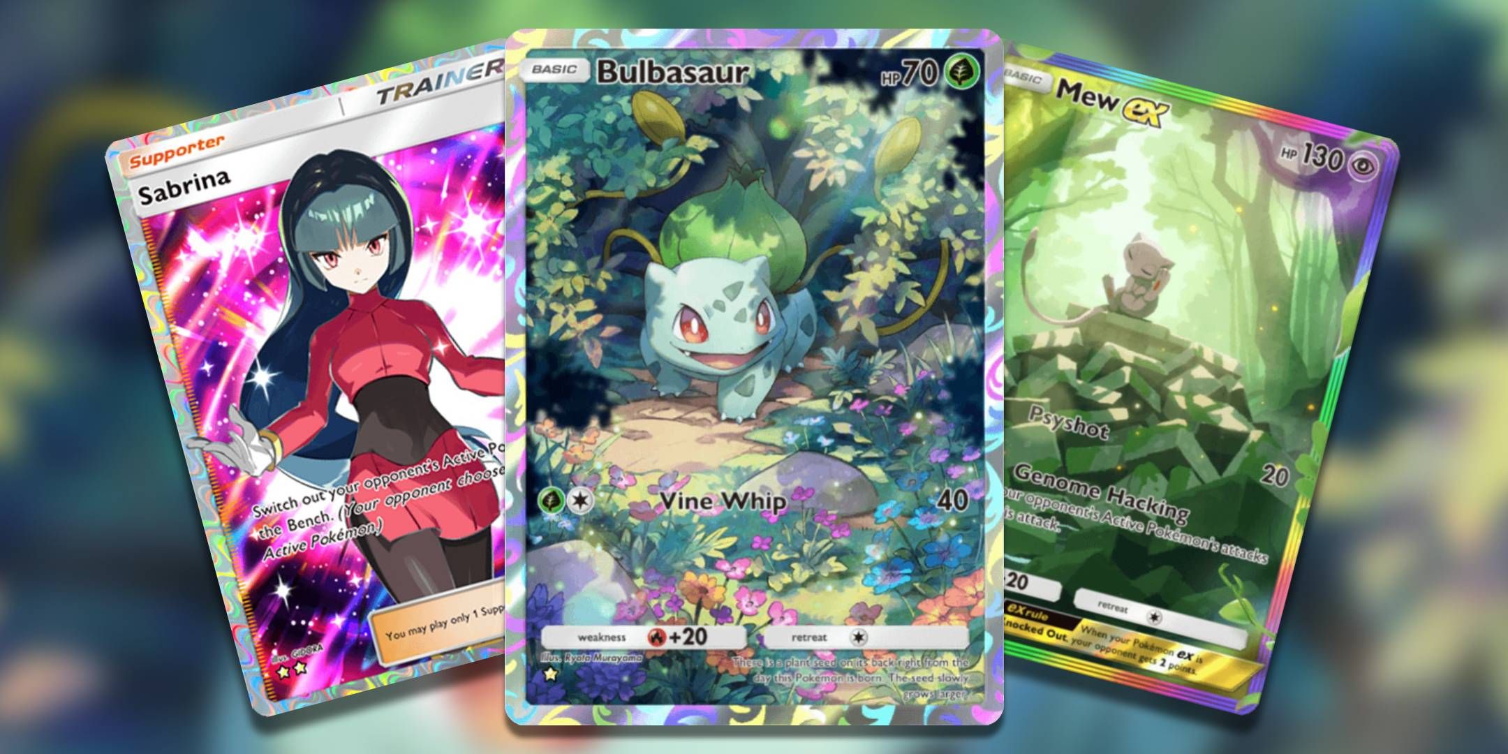 Three cards from secret mission in Pokmeon TCG Pocket.