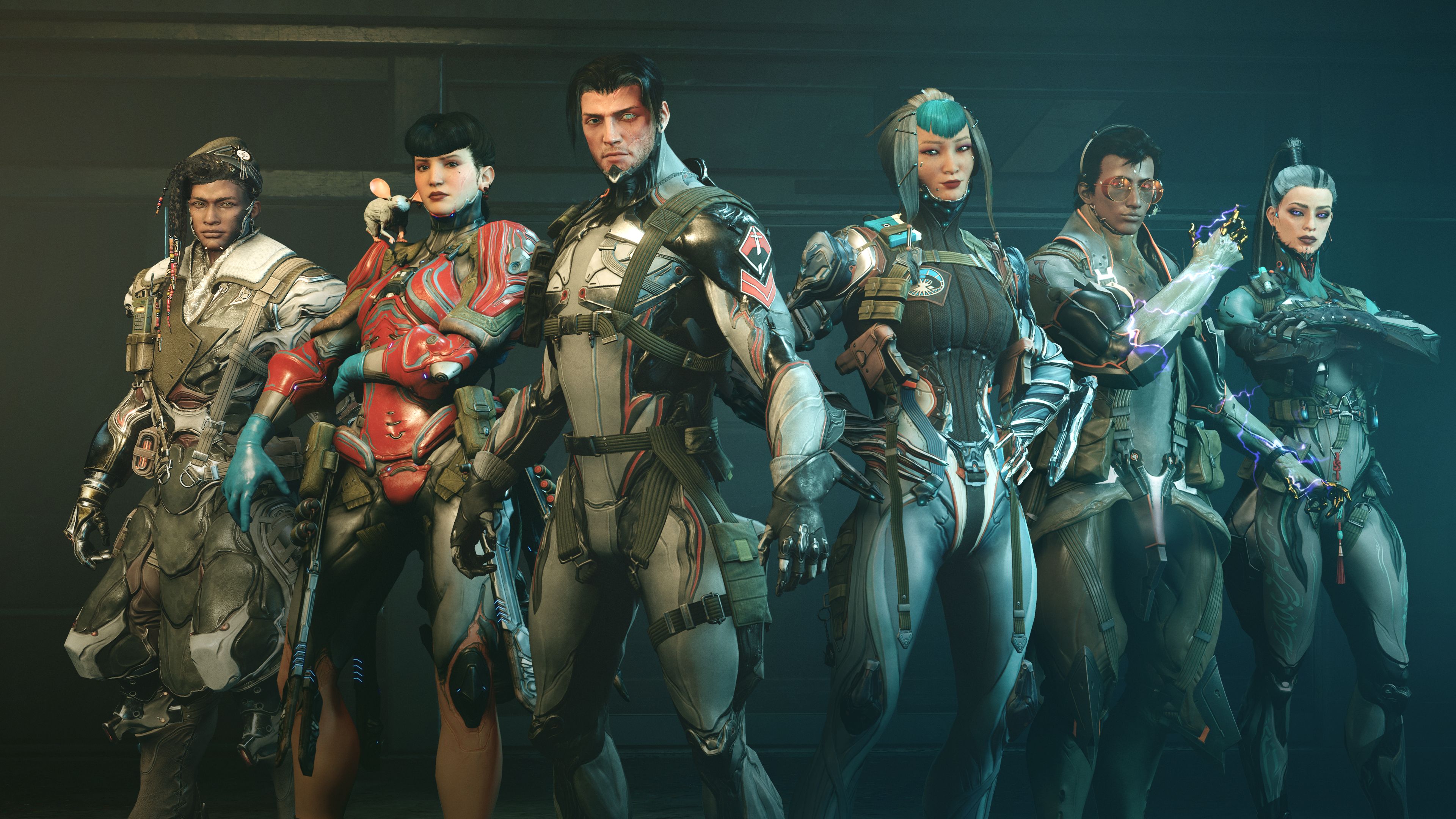 The six Hex members standing together in Warframe.