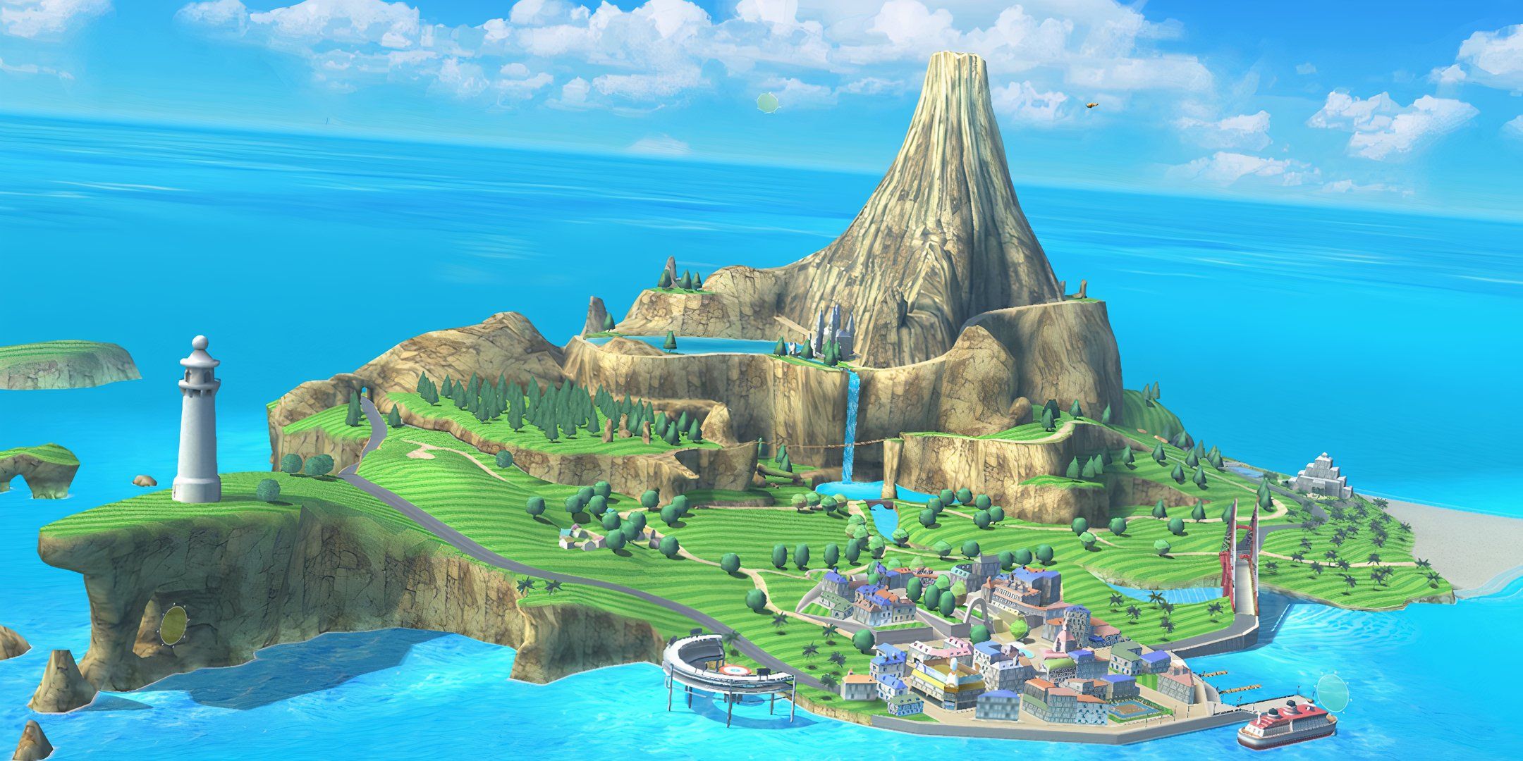 Overhead shot of Wuhu Island in Wii Sports Resorts.