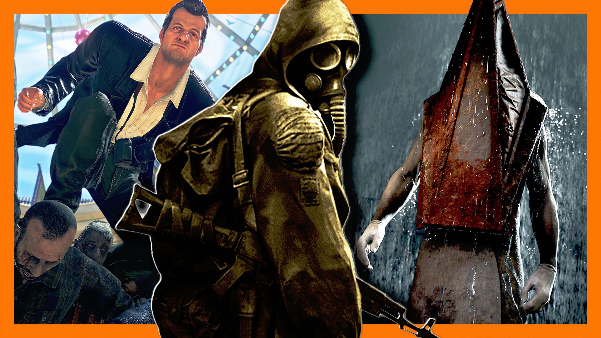 Frank West from Dead Rising Deluxe Remaster, a character from Stalker 2, and Pyramid Head from Silent Hill 2.