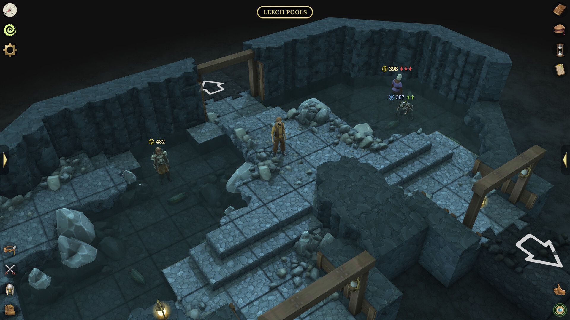A player standing inside the Leech Pools in Brighter Shores.