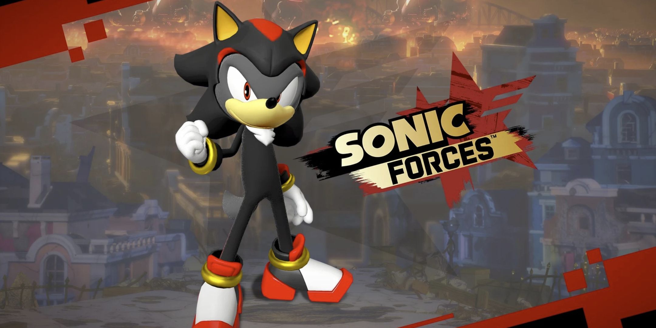 A promo image of the Shadow The Hedgehog costume from Sonic Forces.