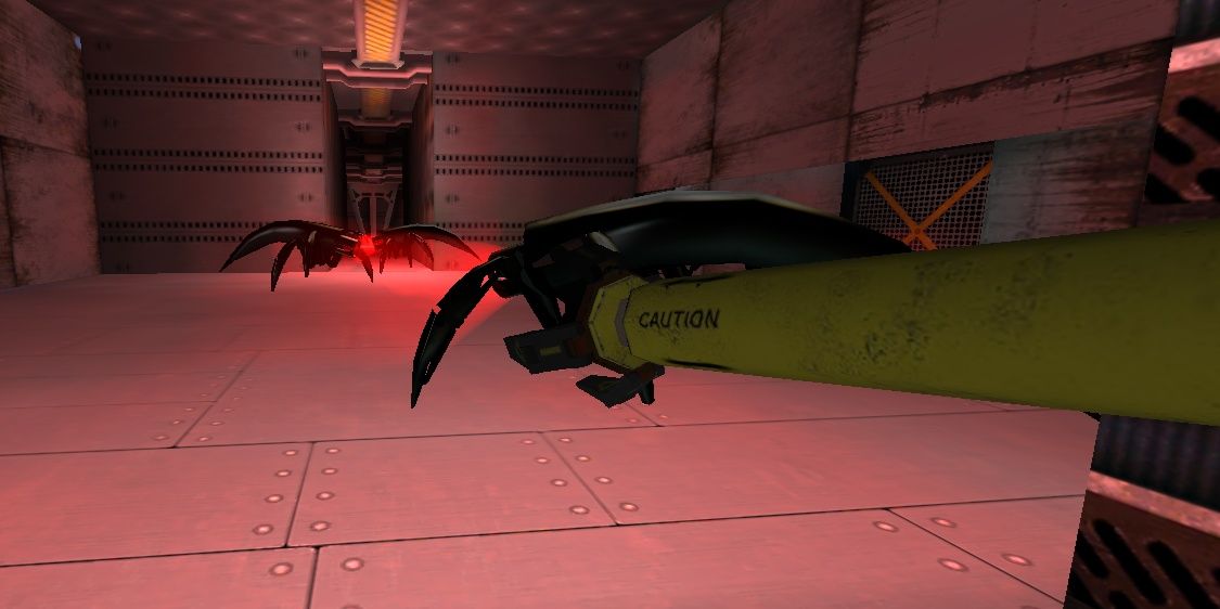 Droid's Life: Adventure VR - maneuvering of the bot through a room of enemy foreigners.
