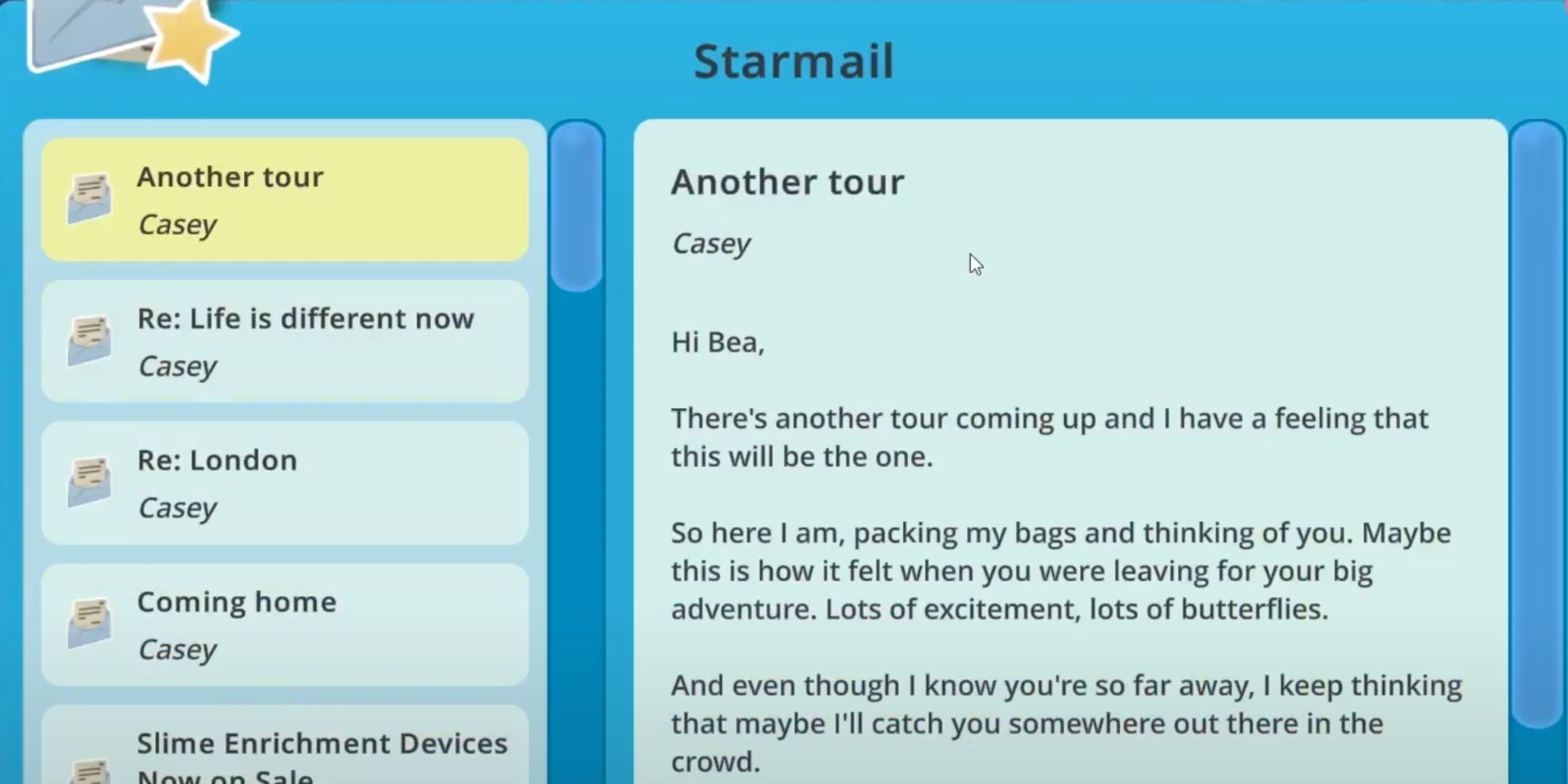 Casey&rsquo;s final email in Slime Rancher.