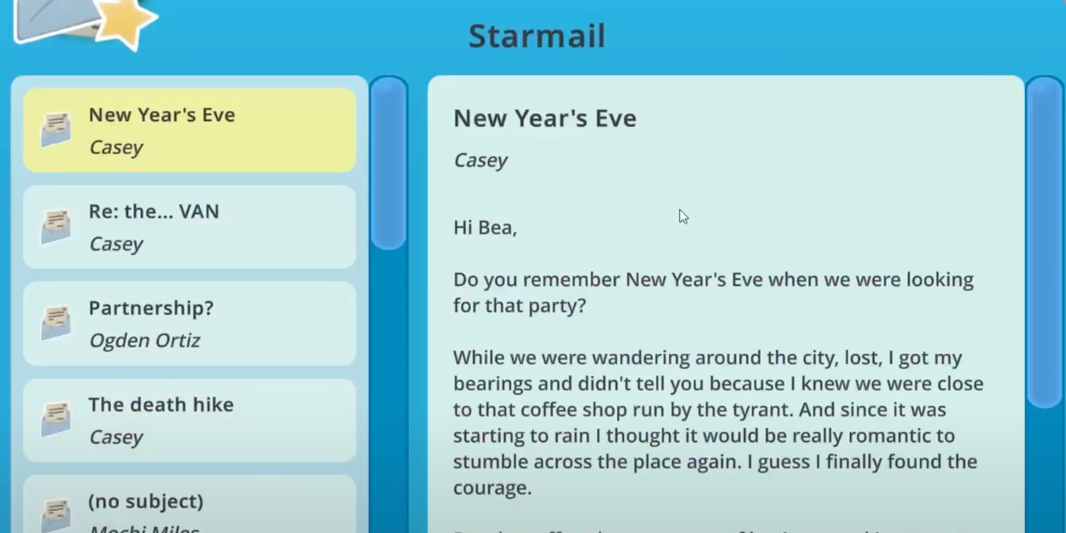 Casey&rsquo;s New Year&rsquo;s email in Slime Rancher.