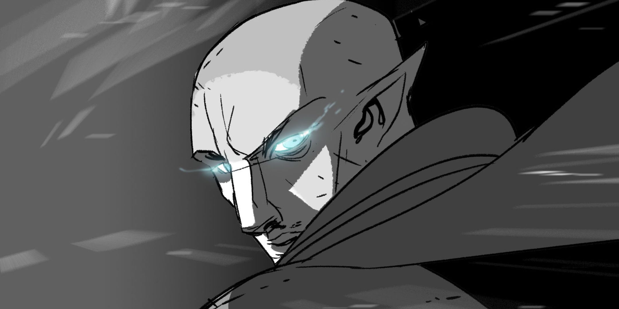 Dragon Age The Veilguard Solas Concept Art Blue Eyes Greyscale