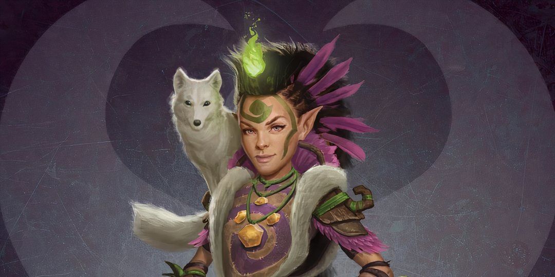 A druid standing with a fox in Pantheon: Rise of the Fallen.